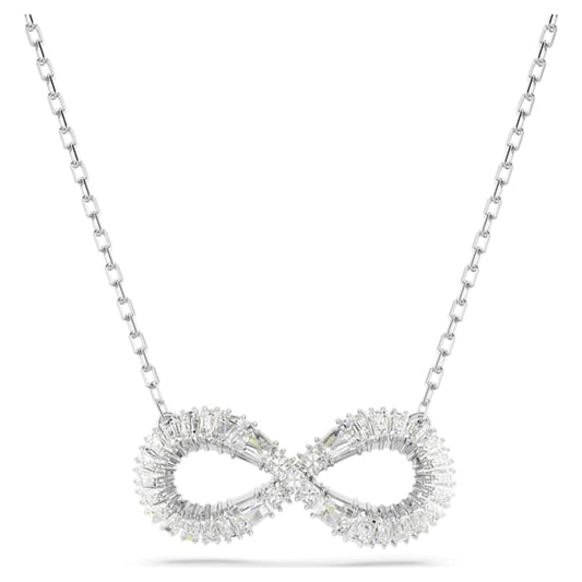 Hyperbola pendant Infinity, White, Rhodium plated