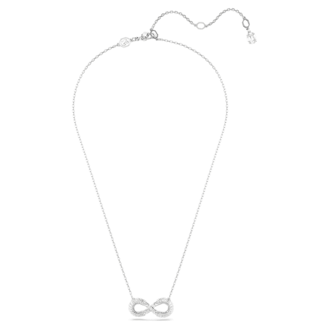 Hyperbola pendant Infinity, White, Rhodium plated