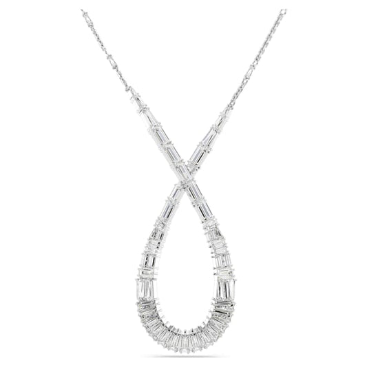 Hyperbola pendant Mixed cuts, Infinity, White, Rhodium plated