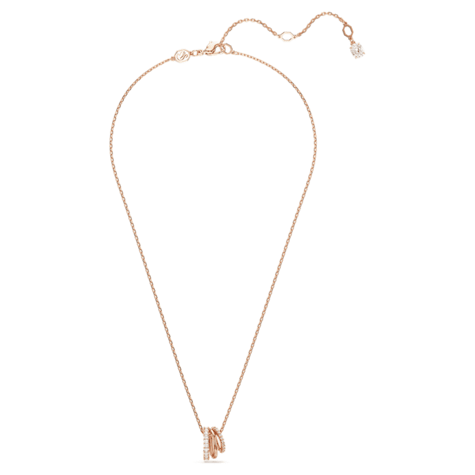 Hyperbola pendant Mixed cuts, White, Rose gold-tone plated