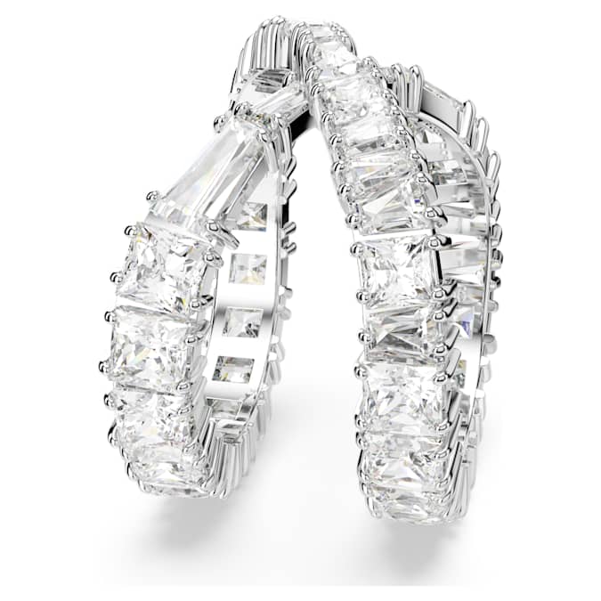 Hyperbola ring Infinity, White, Silver-tone finish