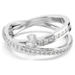 Hyperbola ring Mixed cuts, White, Rhodium plated