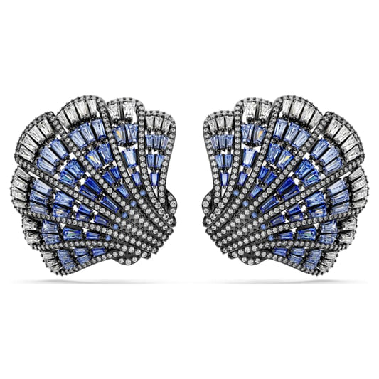 Idyllia clip earrings Shell, Blue, Mixed metal finish