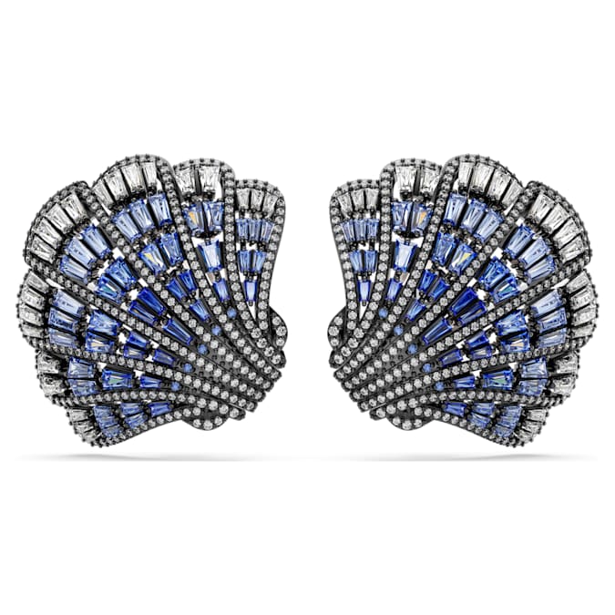Idyllia clip earrings Shell, Blue, Mixed metal finish