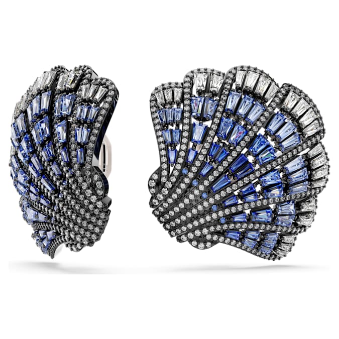 Idyllia clip earrings Shell, Blue, Mixed metal finish