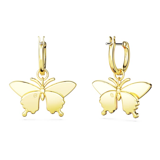 Idyllia drop earrings Butterfly, Multicolored, Gold-tone plated