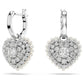 Idyllia drop earrings Crystal pearl, Heart, White, Rhodium plated