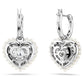 Idyllia drop earrings Crystal pearl, Heart, White, Rhodium plated