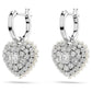 Idyllia drop earrings Crystal pearl, Heart, White, Rhodium plated