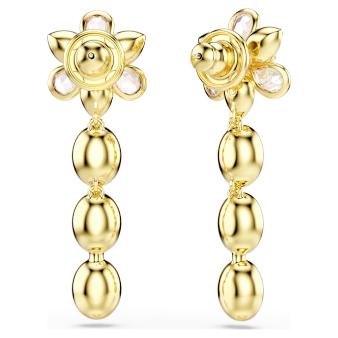 Idyllia drop earrings Mixed cuts, Flower, Multicolored, Gold-tone plated