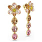 Idyllia drop earrings Mixed cuts, Flower, Multicolored, Gold-tone plated
