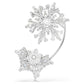 Idyllia ear cuff Single, Mixed cuts, Snowflake, White, Rhodium plated