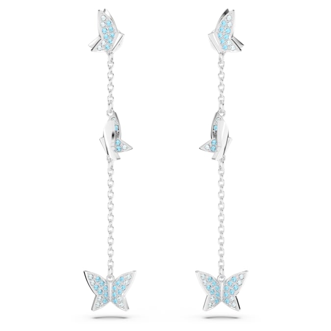 Idyllia Lilia drop earrings Butterfly, Blue, Rhodium plated