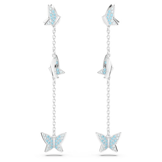Idyllia Lilia drop earrings Butterfly, Blue, Rhodium plated