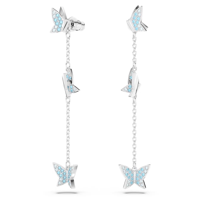 Idyllia Lilia drop earrings Butterfly, Blue, Rhodium plated