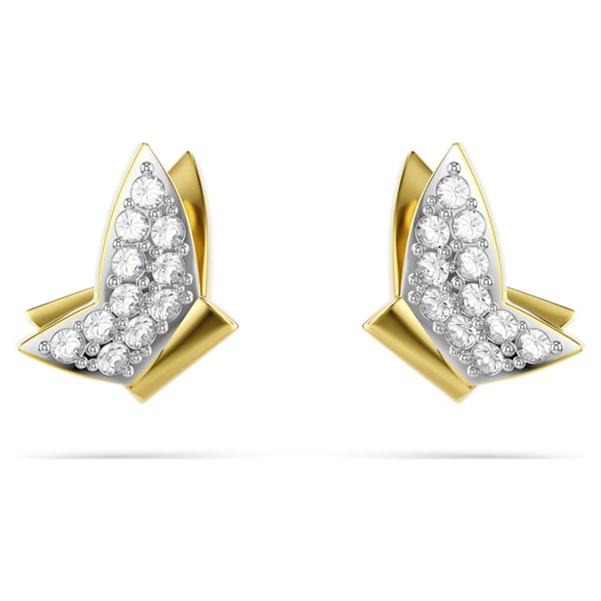 Idyllia Lilia stud earrings Butterfly, White, Gold-tone plated