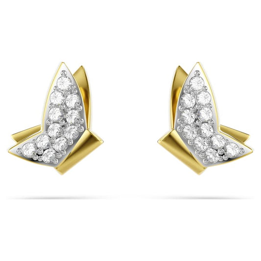 Idyllia Lilia stud earrings Butterfly, White, Gold-tone plated