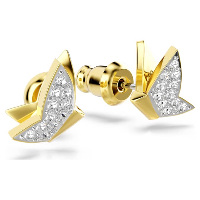 Idyllia Lilia stud earrings Butterfly, White, Gold-tone plated