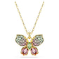 Idyllia pendant Mixed cuts, Pavé, Butterfly, Multicolored, Gold-tone plated