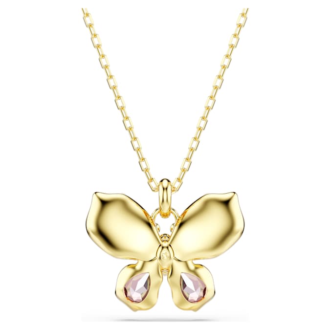 Idyllia pendant Mixed cuts, Pavé, Butterfly, Multicolored, Gold-tone plated