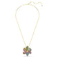 Idyllia pendant and brooch Mixed cuts, Pavé, Flower, Multicolored, Gold-tone plated