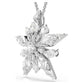 Idyllia pendant and brooch Star, White, Rhodium plated