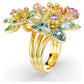 Idyllia ring Mixed cuts, Flower, Multicolored, Gold-tone plated