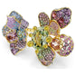 Idyllia ring Mixed cuts, Pavé, Flower, Multicolored, Gold-tone plated