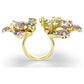 Idyllia ring Mixed cuts, Pavé, Flower, Multicolored, Gold-tone plated
