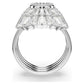 Idyllia ring Set (3), Mixed cuts, Shell, White, Rhodium plated