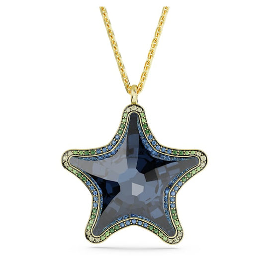 Idyllia SCS pendant Starfish, Blue, Gold-tone plated