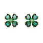 Idyllia stud earrings Clover, Green, Gold-tone plated