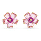 Idyllia stud earrings Flower, Pink, Gold-tone plated