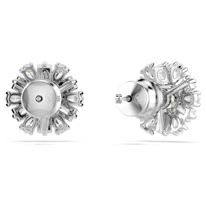 Idyllia stud earrings Mixed cuts, Snowflake, White, Rhodium plated