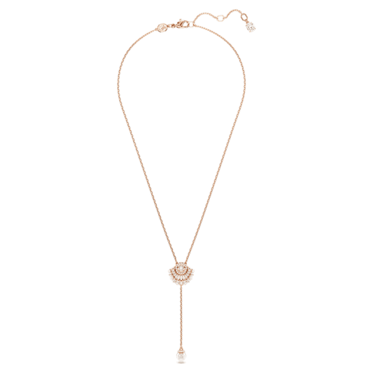 Idyllia Y pendant Crystal pearl, Shell, White, Rose gold-tone plated