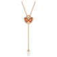 Idyllia Y pendant Crystal pearl, Shell, White, Rose gold-tone plated