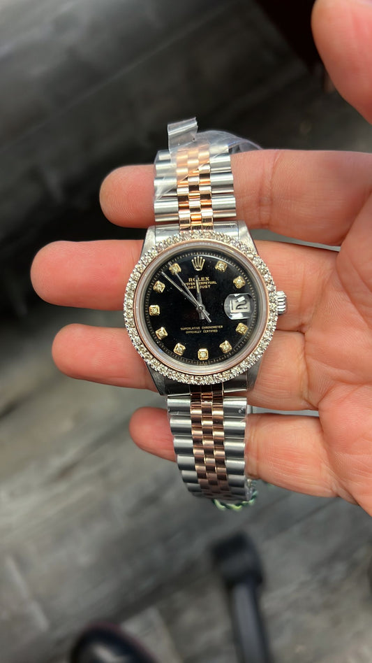 1601 Rose tone/Stainless steel Jubilee with chocolate Diamond dial