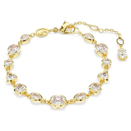 Imber bracelet Mixed cuts, White, Gold-tone plated