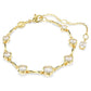Imber bracelet Mixed round cuts, White, Gold-tone plated