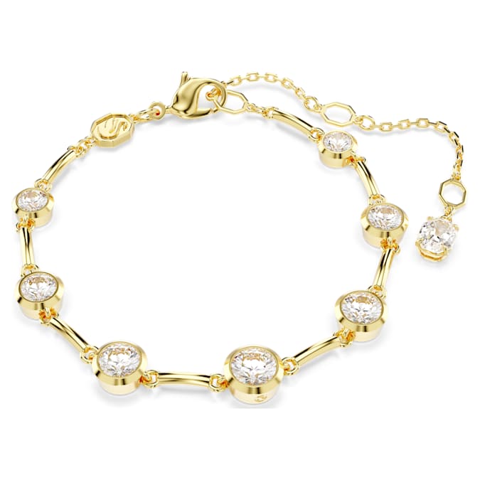 Imber bracelet Mixed round cuts, White, Gold-tone plated