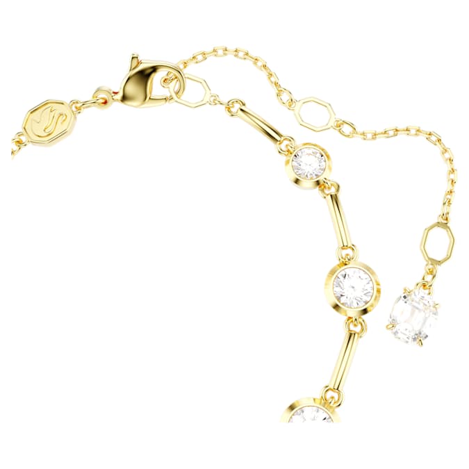 Imber bracelet Mixed round cuts, White, Gold-tone plated
