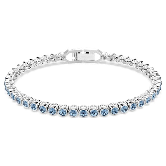 Imber Emily Tennis bracelet Round cut, Blue, Rhodium plated