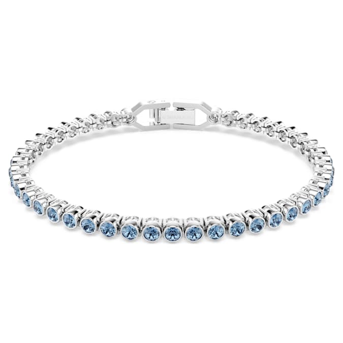 Imber Emily Tennis bracelet Round cut, Blue, Rhodium plated