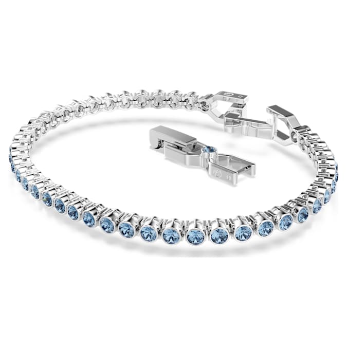 Imber Emily Tennis bracelet Round cut, Blue, Rhodium plated