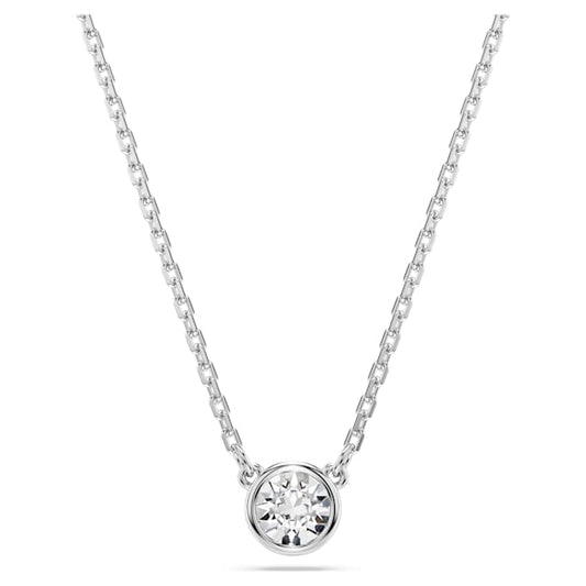 Imber pendant Round cut, White, Rhodium plated