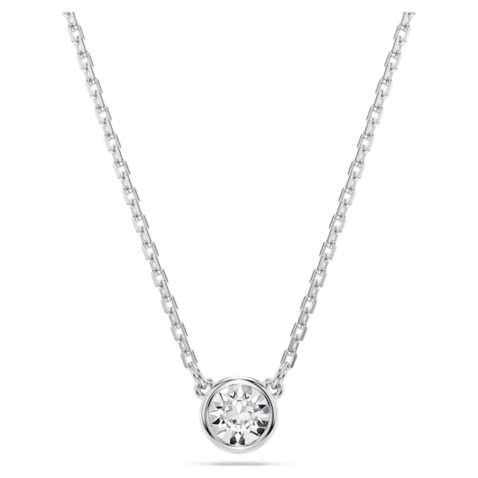 Imber pendant Round cut, White, Rhodium plated