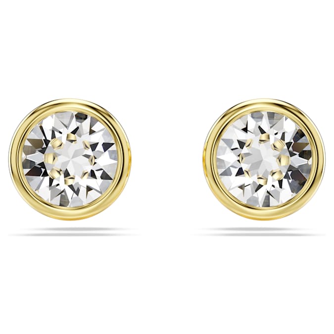 Imber stud earrings Round cut, White, Gold-tone plated