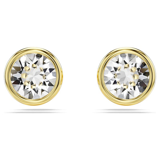 Imber stud earrings Round cut, White, Gold-tone plated