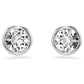 Imber stud earrings Round cut, White, Rhodium plated