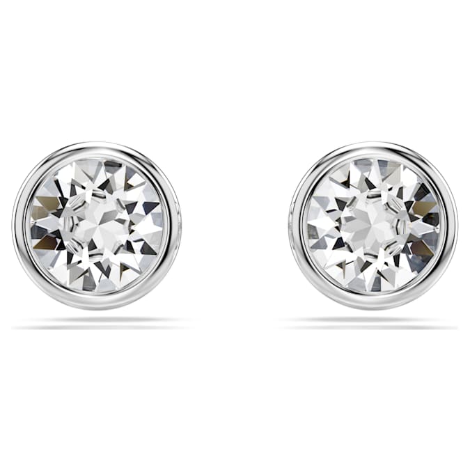 Imber stud earrings Round cut, White, Rhodium plated